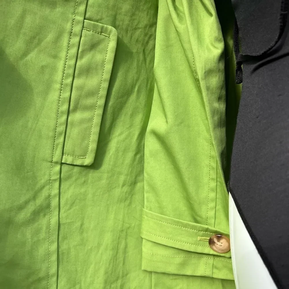 Old Navy Lime Green Button Down Trench Coat Size Medium